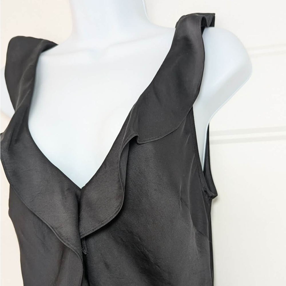 Wilfred Hera Satin Ruffle Mini Dress Black Size S Aritzia - Picture 11 of 12